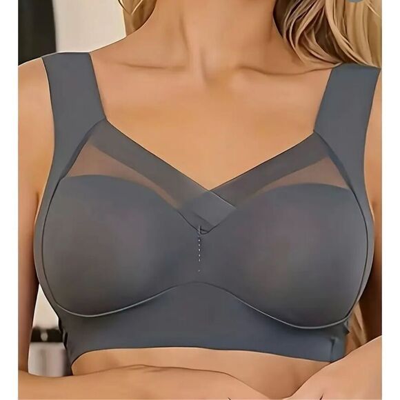 New 2 PC Women’s Size 3 No Underwire Wide Strap Padded No Side Bulge Bras gray a - Picture 2 of 11